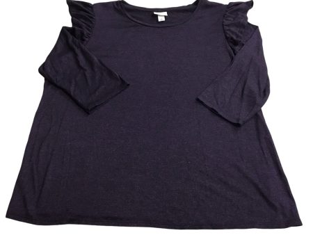 Top Long Sleeve By Ava & Viv In Purple, Size: 24w Fashion