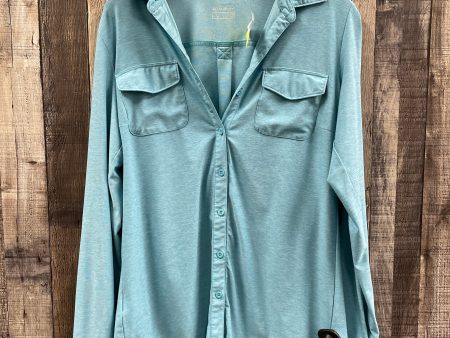 Athletic Top Long Sleeve Collar By Eddie Bauer In Blue, Size: M Online Sale