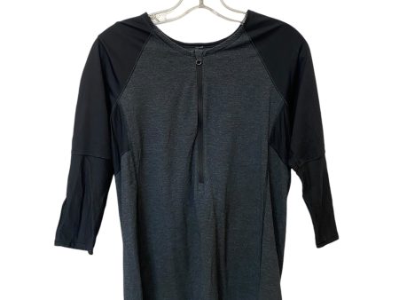 Athletic Top Long Sleeve Collar By Lululemon In Black & Grey, Size: S Online