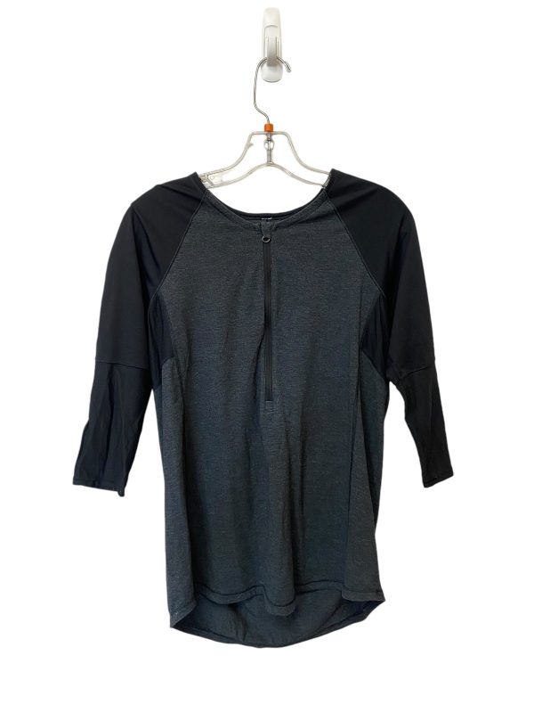 Athletic Top Long Sleeve Collar By Lululemon In Black & Grey, Size: S Online