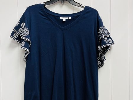 Top Short Sleeve By Chicos In Blue & White, Size: Xxl Sale