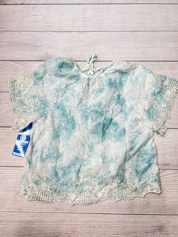 New! Top Short Sleeve By Anthropologie In Blue White, Size: M For Sale