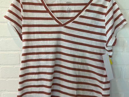 Top Short Sleeve Basic By Sonoma In Brown & White, Size: L on Sale