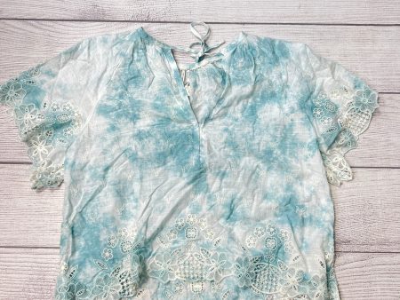 New! Top Short Sleeve By Anthropologie In Blue White, Size: M For Sale