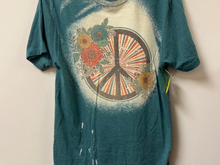 Top Short Sleeve By Clothes Mentor In Blue & Cream, Size: M For Cheap