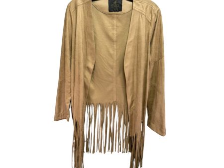 Faux Suede Fringe Jacket By SW3 In Beige, Size: S Supply