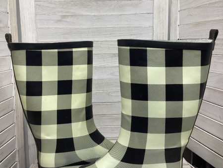 Boots Rain By Clothes Mentor In Plaid Pattern, Size: 10 on Sale