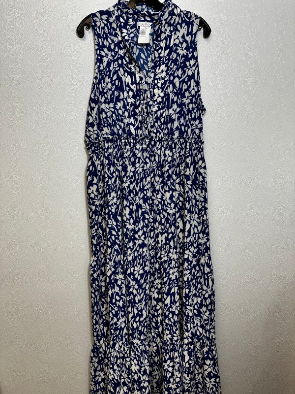 Dress Casual Maxi By London Times In Blue White, Size: 12 Fashion