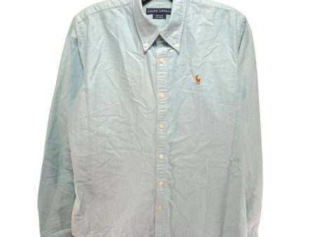 Slim Fit Button Down Shirt By Ralph Lauren In Aqua, Size: 12 on Sale